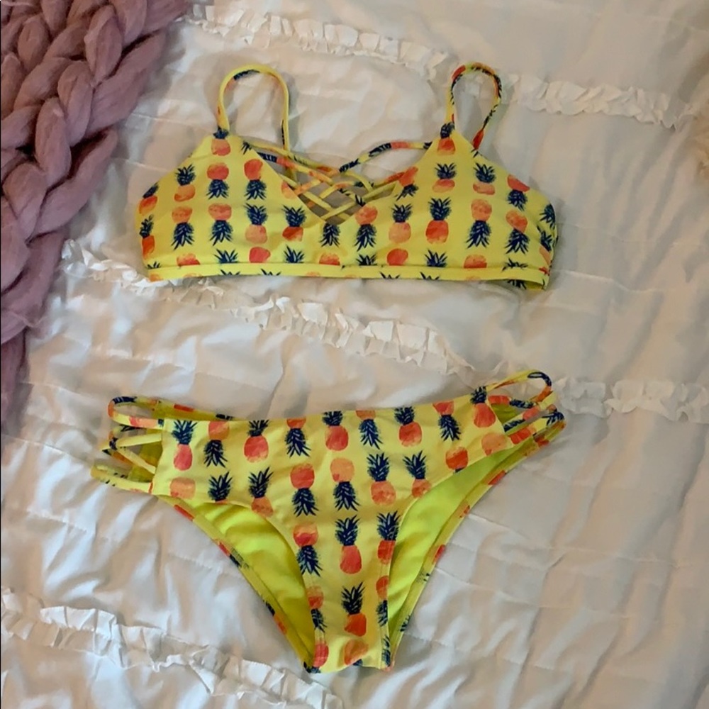 Hollister yellow pineapple bikini
